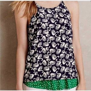 Anthropologie Porridge Swam Print Layered Tank Medium